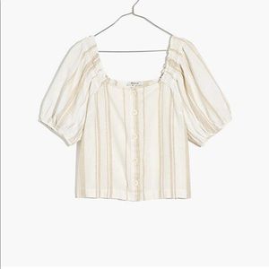Madewell Linen-Blend Square-Neck Button-Front Top